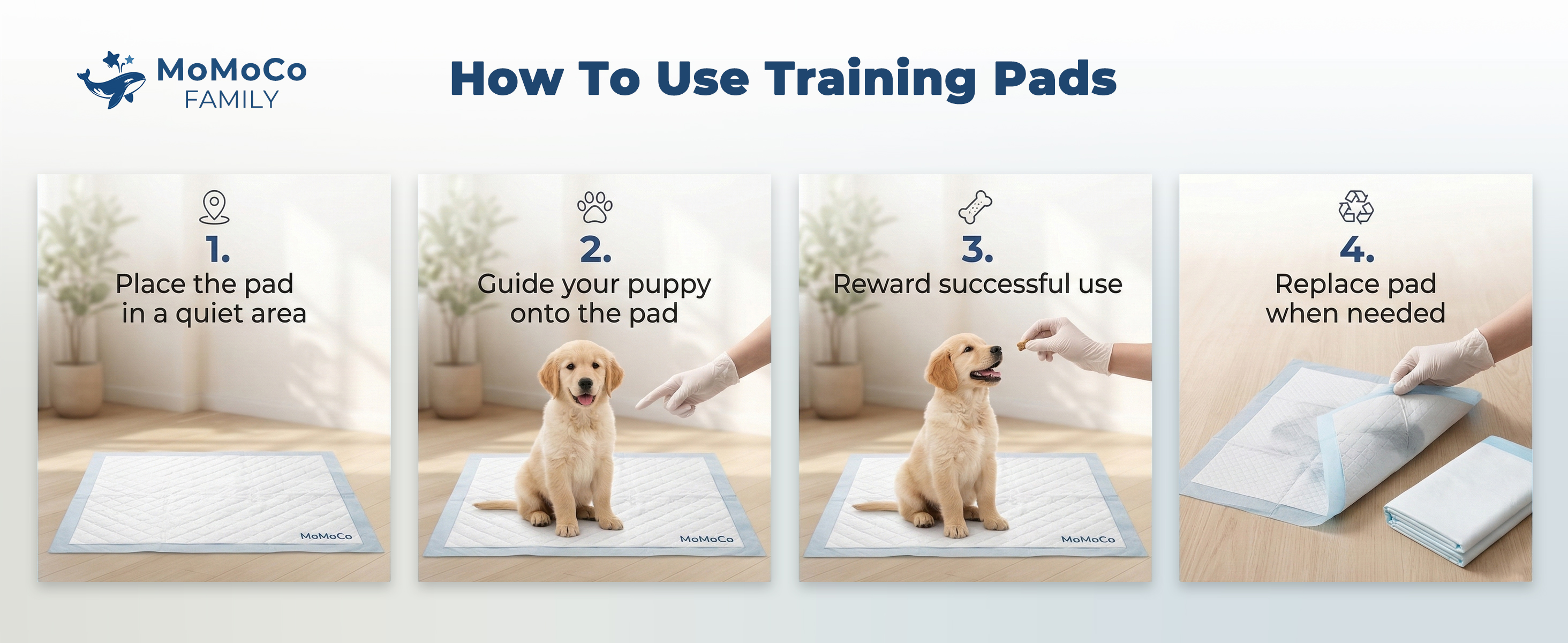 MoMoCo Travel Puppy Training Pads 23×23, 10 Count